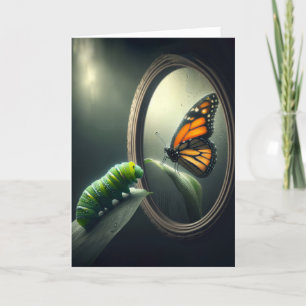 Carte Caterpillar d'anniversaire avec papillon Monarque