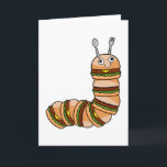 Carte Caterpillar en Cheeseburger avec boeuf & salade<br><div class="desc">Ce design est le cadeau idéal pour un anniversaire,  Noël et d'autres célébrations. Il convient aux femmes,  aux hommes et aux enfants.</div>