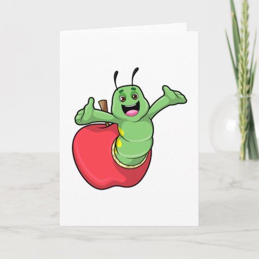 Carte Caterpillar with Apple (Devant)
