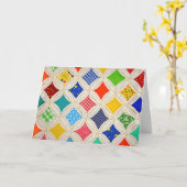 Carte Cathedral Window Quilt anniversaire (Fleur jaune)