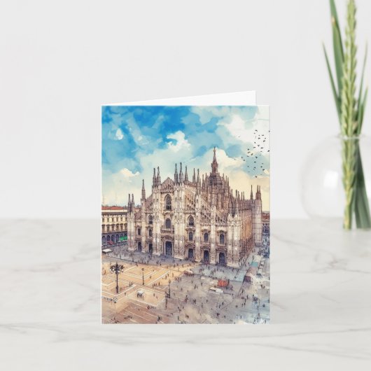Carte Cathédrale de Milan Aquarelle d'Italie (Devant)
