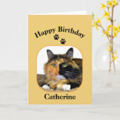 Carte Catherine Calico Chat Joyeux anniversaire (Fleur jaune)