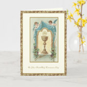 Carte Catholic First Holy Communion Jesus Angels (Fleur jaune)
