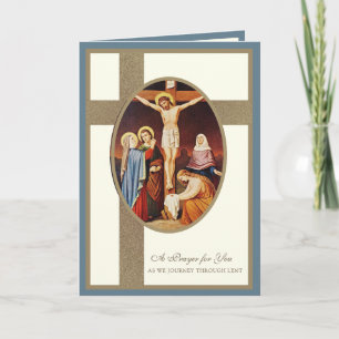 Carte Catholicisme Carême Crucifixion Jésus Vierge Marie