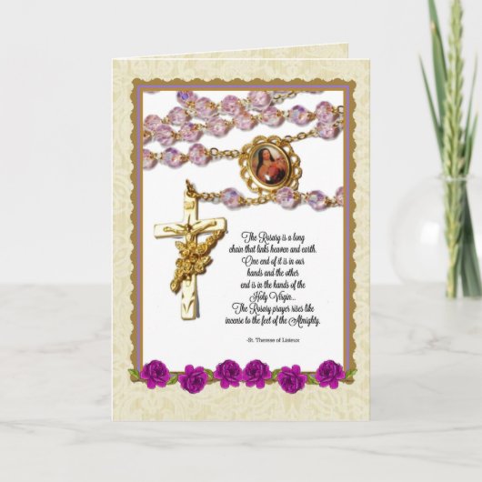 Carte Catholique de bouquet de chapelet de St Therese (Devant)