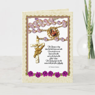 Carte Catholique de bouquet de chapelet de St Therese