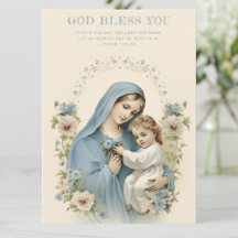 Catholique Marie et Jésus Écriture Florale