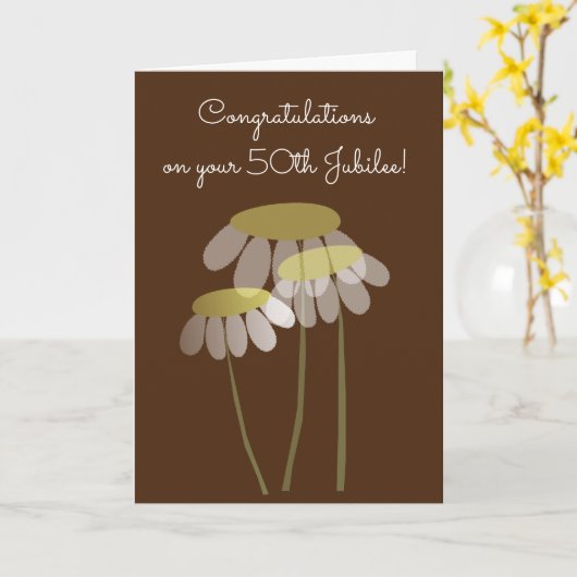 Carte Catholique Nun 50e Jubilé Floral 5 Card (Fleur jaune)