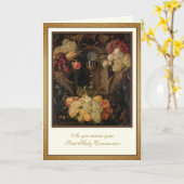 Carte Catholique Première Communion Sainte Jésus Euchari (Fleur jaune)
