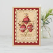 Carte Catholique Trois Coeurs Jésus Marie Joseph Prière (Debout devant)