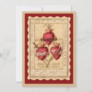 Carte Catholique Trois Coeurs Jésus Marie Joseph Prière