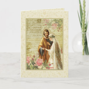 Carte Catholique Vintage Mariage Fiançailles religieux