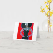 Carte Catrina en rouge (Fleur jaune)