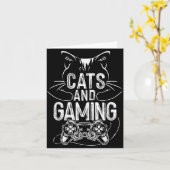 Carte Cats And Gaming Funny For Gamer, Cat Lover, Cat Mo (Fleur jaune)