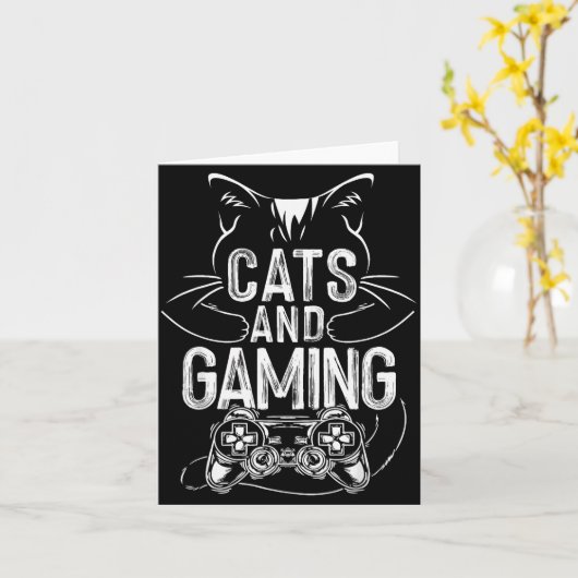 Carte Cats And Gaming Funny For Gamer, Cat Lover, Cat Mo (Fleur jaune)