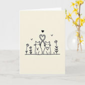 Carte Cats In Love Heart Card (Fleur jaune)