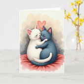 Carte Cats In Love Hug Card (Fleur jaune)