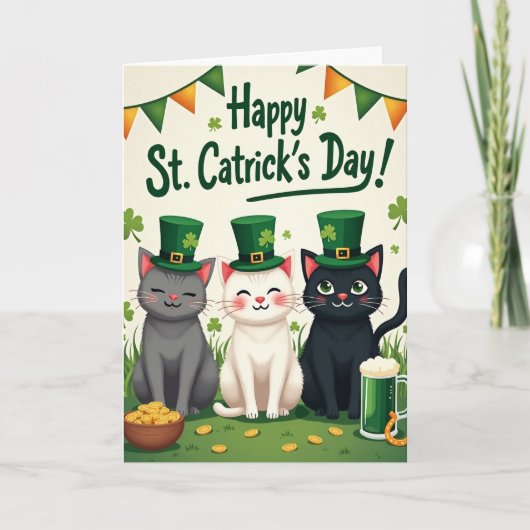 Carte Cats St Catricks Day Fun Card (Devant)
