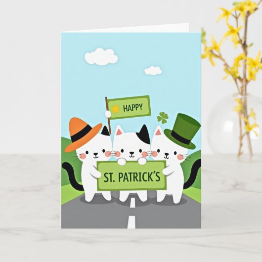 Carte Cats St Patricks Day Fun Card (Fleur jaune)