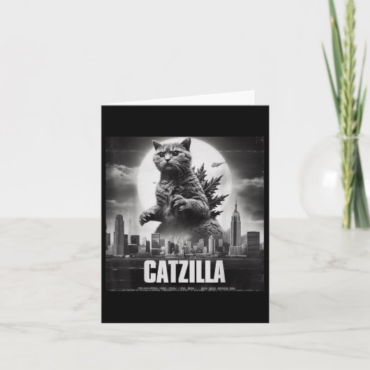 Carte Catzilla Chat Art Japonais Drôle (Devant)