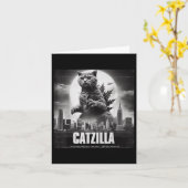 Carte Catzilla Chat Art Japonais Drôle (Fleur jaune)
