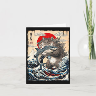 Carte Catzilla contre Meg Art de la Grande Vague japonai
