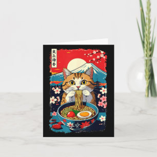 Carte Catzilla drôle Anime Ramen Chat japonais Hommes Fe