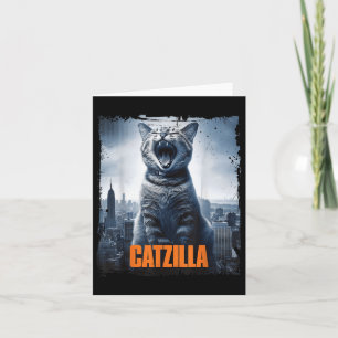 Carte Catzilla Roaring sur la ville Skyline Cat Monster