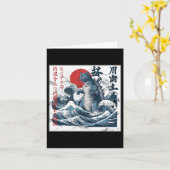 Carte Catzilla vintage Chat Japonais Art Drôle Chat (Fleur jaune)