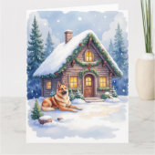 Carte Caucasian Shepherd Dog Mountain Cabin Christmas (Devant)