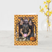 Carte Cauchemar de Halloween - berger allemand - Kuno (Fleur jaune)