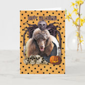 Carte Cauchemar de Halloween - caniche - chocolat (Fleur jaune)