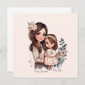 Carte Caution adorable mère et fille (3) (Devant / Derrière)