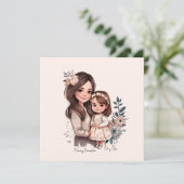 Carte Caution adorable mère et fille (3) (Debout devant)