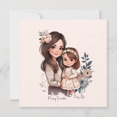 Carte Caution adorable mère et fille (3) (Devant)