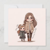 Carte Caution adorable mère et fille (5) (Devant)