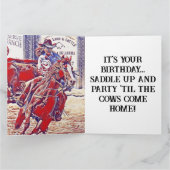 Carte Cavalier de baril personnalisé Cowgirl Bleu Blanc (Intérieur)