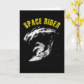Carte Cavalier de l'espace Astronaute en surf (Fleur jaune)