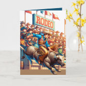 Carte Cavalier de Rodéo Occidental Course de Taureau Per (Fleur jaune)