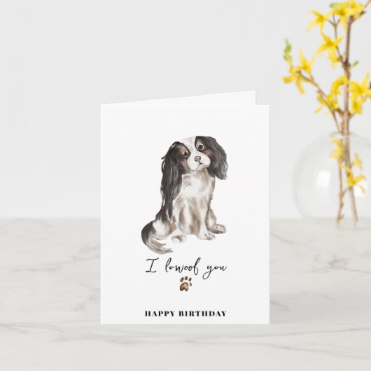Carte Cavalier King Charles Chien Chien Paw Chiot Animau (Fleur jaune)