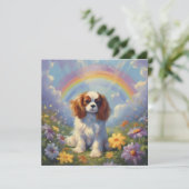 Carte Cavalier King Charles Rainbow Custom Chien Nom (Debout devant)
