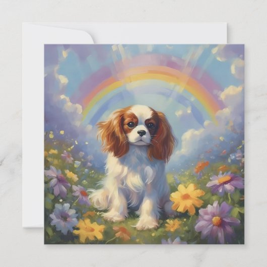 Carte Cavalier King Charles Rainbow Custom Chien Nom (Devant)