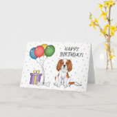 Carte Cavalier King Charles Spaniel Blenheim - Anniversa (Fleur jaune)