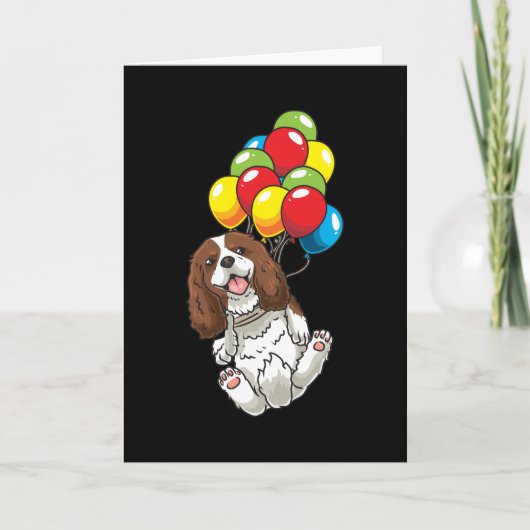 Carte Cavalier King Charles Spaniel Chien avec Ballons (Devant)