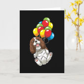 Carte Cavalier King Charles Spaniel Chien avec Ballons (Fleur jaune)