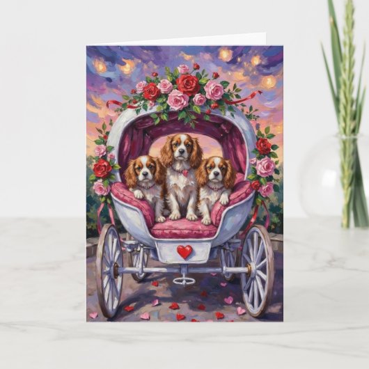 Carte Cavalier King Charles Spaniel Chien Saint-Valentin (Devant)