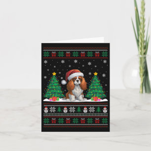 Carte Cavalier King Charles Spaniel Chien Xmas Lumières 