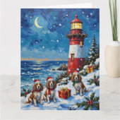 Carte Cavalier King Charles Spaniel Christmas Lighthouse (Devant)