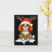 Carte Cavalier King Charles Spaniel Christmas Reindeer P (Fleur jaune)