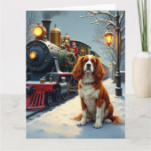 Carte Cavalier King Charles Spaniel Christmas Train (Devant)